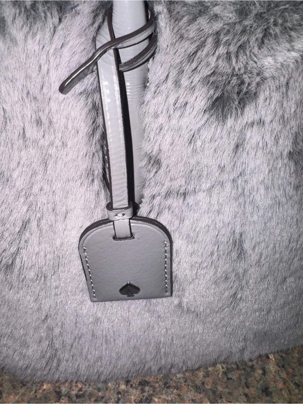 kate spade super rare Gray Faux Fur Satchel with crossbody strap (hard to find)